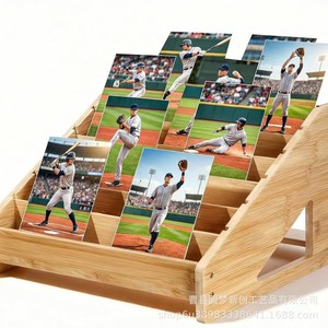 Wooden storage rack for cards and photos, multi-tiered shelf, photo frame, football photo display <b>stand</b>, greeting card display - Product Image 5