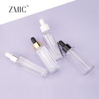Botol Dropper Grosir 35ML Bulat atau Persegi, Botol Dropper Plastik Bening dengan Alas Plastik untuk Serum dan Minyak Esensial