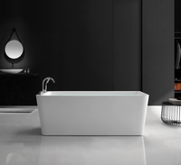 Baignoire rectangulaire autoportante moderne en acrylique pour hôtel avec robinetterie intégrée, baignoire spa, garantie 5 ans, Foshan