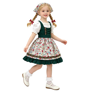 Robe bavaroise Dirndl à fleurs pour filles, ensemble en coton et fibre de bambou, costume d'Oktoberfest, été 2026 - Product Image 3