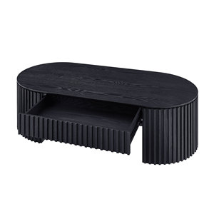 Table basse ovale en bois avec tiroir, style moderne du milieu du siècle, écologique, durable, décorative, meubles de salon - Product Image 3