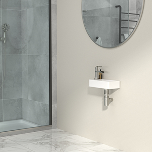 Sarlai 15 pulgadas porcelana cerámica montado en la pared baño recipiente Rectangular lavandería Medio Baño pequeño baño lavabo - Product Image 1