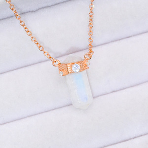 תליון זהב 925 טיפת כסף סטרלינג עם שרשרת קריסטלים זהב ורד - Product Image 5