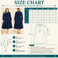 Robe midi femme en viscose tricotée opaque 300 GSM, coupe évasée, col Peter Pan, manches longues, grande taille, hiver, logo personnalisé OEM