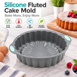 Teglia in Silicone Scanalata, Stampo da Forno <span class=keywords><strong>per</strong></span> Alimenti con Manici Aqua - Product Image 1