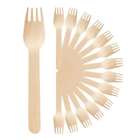 Ensemble de couverts jetables en bois écologiques et compostables, fourchette, couteau, cuillère en bois pour les fêtes et les pique-niques
