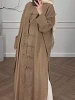 Robe musulmane en lin naturel, coupe ample décontractée, abaya islamique en lin pour femmes, robe évasée modeste, robe de mode du Moyen-Orient