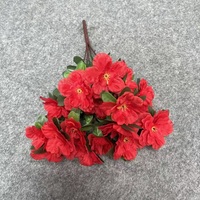 Buket Azalea Sutra Buatan 6 Tangkai, Dekorasi Latar Belakang Pesta Pernikahan Luar Ruangan, Bunga Azalea Buatan