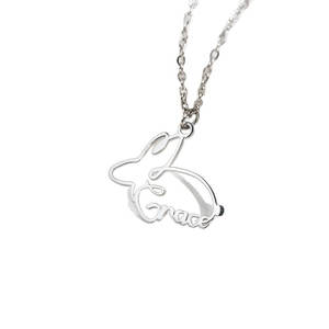 Dainty 14k 18k PVD Gold Plated 316L Stainless Steel Women's <b>Name</b> Necklace Personalized Fine Jewelry Rabbit Necklace for Women - Product Image 6