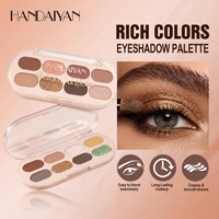 Palette de fards à paupières Handaiyan, 8 couleurs brillantes, longue tenue, haute pigmentation, fini mat et nacré