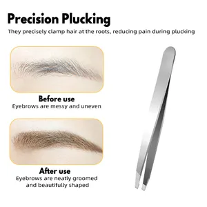 Stylish Stainless Steel Slanted Tweezers For Eyebrow Plucking And Threading