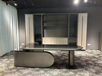 Scrivania Direzionale di Lusso con Luce LED RGB, Tavolo da Ufficio Moderno per Manager