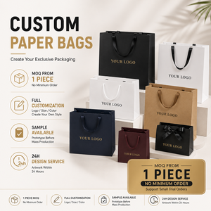 Sac de shopping en carton kraft imprimé sur mesure avec poignée en ruban, estampage or, réutilisable, personnalisation, 1 pièce MOQ, écologique - Product Image 3