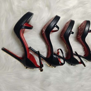 Retro Dress High-Heeled <b>Shoe</b> Pendant with Stiletto Heel Anti-Slippery Rubber Outsole Buckle Strap and Lightweight Design - Product Image 4