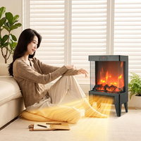 Cheminée électrique autoportante 322 mm 1500W avec flamme dynamique 3D réaliste, télécommande et fonction chauffante