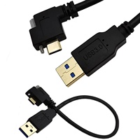 Kabel Pengisian Cepat USB 3.0 Male ke USB 3.1 Type C Male Panel Mount 5A dengan Pengunci Sekrup untuk Kamera Industri Komputer