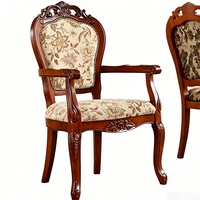 Chaise en bois massif de style européen, chaise de salle à manger classique, fauteuil avec dossier en tissu, chaise de bureau à domicile de style américain, chaise de conférence
