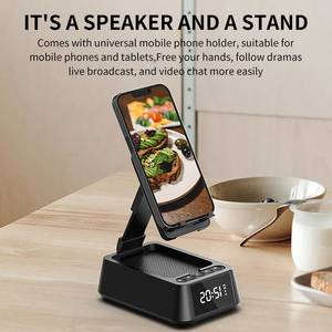 Kỹ thuật số Đồng hồ báo thức loa không dây với người giữ điện thoại, S207 Loa di động với LED hiển thị đồng hồ báo thức, khung điện thoại đứng - Product Image 3