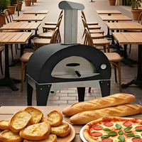 Four à pizza rotatif d'extérieur, four à pizza portable au gaz ou au bois avec pierre pour la cuisson, idéal pour le jardin et le camping, corps en acier inoxydable