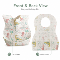 Bavoirs jetables pour bébé avec poche de récupération, emballés individuellement, portables, imperméables, pour l'alimentation, avec logo personnalisé pour les fournitures de garderie