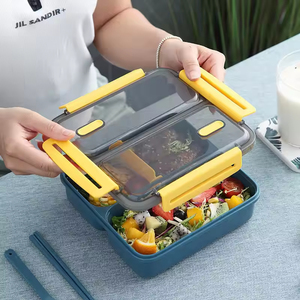 Leakproof Insulated Plastic 3 Compartment Reusable Heatable Food <b>Storage</b> Container Portable Lunch Box Lock Lids Newborn - Product Image 2