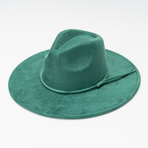 도매 고품질 핑크 와이드 브림 페도라 모자, 여성용 스웨이드 비건 스웨이드 페도라 햇 정장 드레스 모자 - Product Image 6