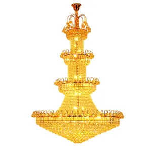 Bright Golden Luxury Charming Hotel Light Of Palace Style Crystal Chandelier