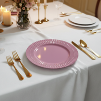 Assiettes de présentation de luxe en PP de 13 pouces, dorées, à motif personnalisé, durables et réutilisables pour mariages, anniversaires, fêtes nuptiales et événements
