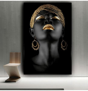 Tableau mural pour salon, peinture sur toile de femme africaine noire contemplative, affiches et impressions scandinaves - Product Image 3