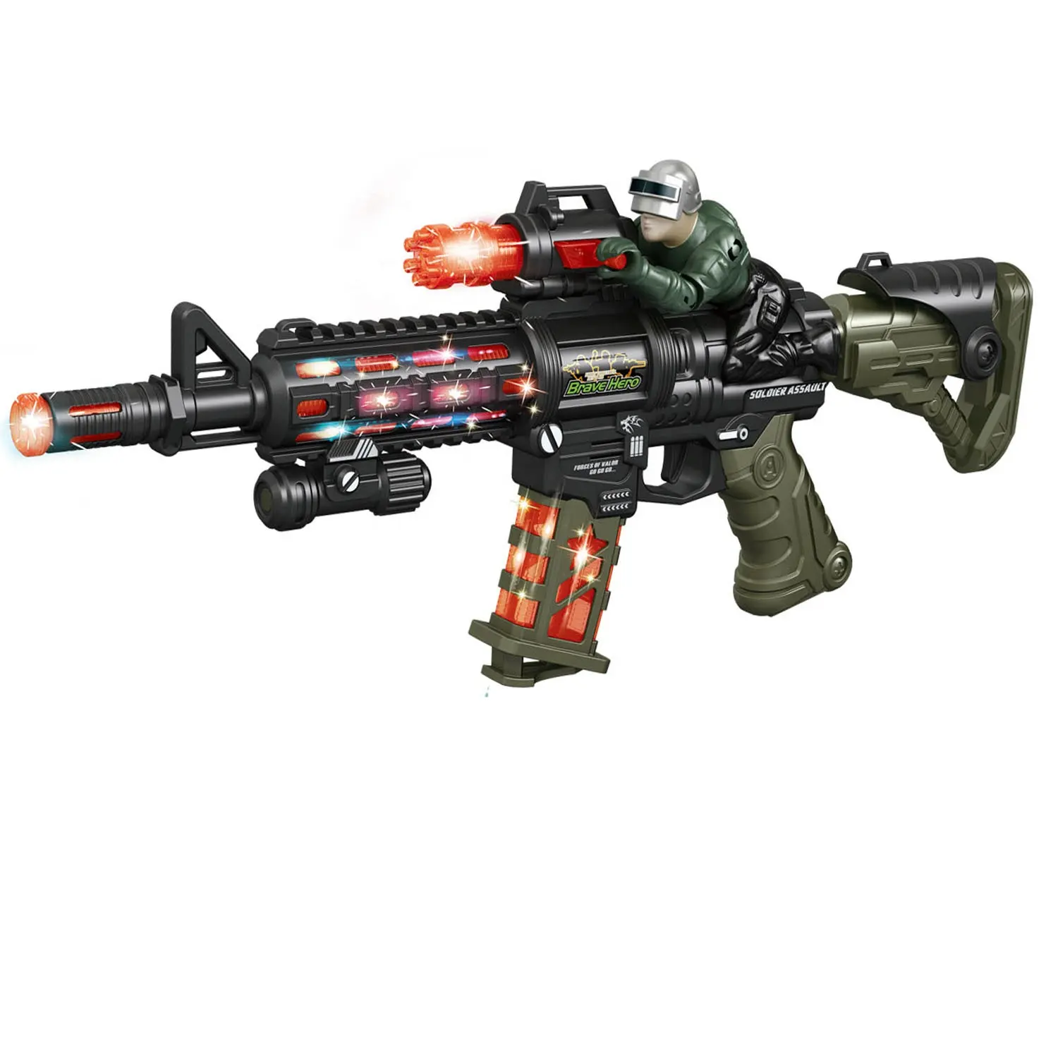 2024 Nova arma de brinquedo elétrica M416; arma de brinquedo vibratória com luz sonora para crianças; arma operada por bateria com luz e som; tiro infantil