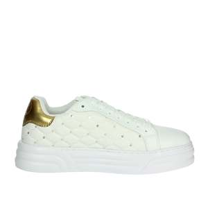 Baskets blanches matelassées Liu-Jo CLEO 12 pour femme avec accents dorés – Chaussures en toile tendance - Product Image 4