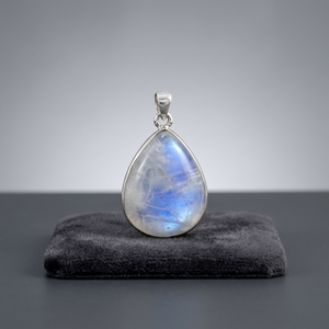 Pendentif en pierre de lune arc-en-ciel en argent sterling 925 fait à la main pour femmes, bijoux en pierre précieuse naturelle, plaqué or - Product Image 1