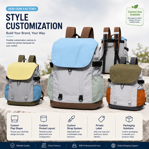 Sac à dos décontracté pour femme avec cordon de serrage, pour ordinateur portable, avec housse, contraste de couleurs, léger, en nylon, sac de voyage, marque de mode coréenne - Product Image 6