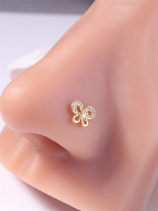 Clous de nez en forme de L, anneaux à motif papillon pour femmes et filles, or, argent, mignon, clous de nez en CZ, piercing de nez 20G, bijoux en gros - Product Image 3