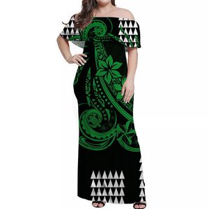 Puletasi PNG Hibiscus ชุดเดรสยาวเปิดไหล่<span class=keywords><strong>ลาย</strong></span>แบบชนเผ่าสไตล์เกาหลีชุดกระโปรงบอดี้คอนแต่งระบาย - Product Image 4