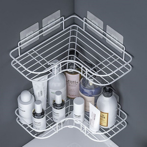 Étagère d'angle murale pour salle de bain, support de rangement en métal durable à 2 niveaux, organiseur de douche pour salle de bain - Product Image 2