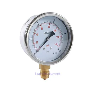 63mmStainless case with brass connection Glycerine Filled Manometer-Silicone Filled Manometer-Oil Manometer Hydraulic