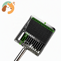 Pelle et pioche à litière pour chat en acier inoxydable et plastique, portables, multi-usages, à mailles fines, avec manche