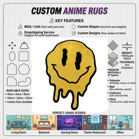 Tapis Anime et Design de Haute Qualité : Tapis Antidérapant Haute Densité à Motif Anime et Animaux pour Chambre à Coucher, Personnalisable avec Votre Logo, pour Achat en Gros