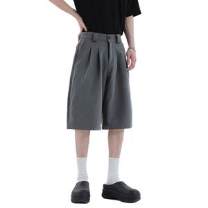 Men Summer Lightweight Breathable Fashion Trendy Loose Casual <b>Shorts</b> <b>Zipper</b> Fly 100% Polyester Worsted Knitted Mid Waist Solid - Product Image 1