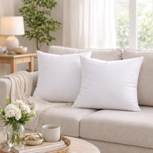Cushion, 18 X 18 Inch Throw Pillow Inserts, Set of 4, Square Polyester-Filled Pillow <strong>Forms</strong> for Decorative Covers, White - Product Image 2