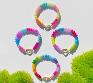 Bracelet à perles arc-en-<span class=keywords><strong>ciel</strong></span> avec fermoir cœur, bijou fantaisie en jade et pierres précieuses, idéal pour l'été, pour femmes et jeunes filles - Product Image 4
