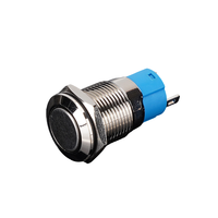Bouton-poussoir momentané auto-bloquant/auto-réinitialisant à tête plate éclairée par LED, en métal, étanche IP65, 8 mm, à quatre broches