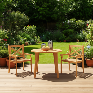 Ensemble de chaises de salle à manger de patio en bois d'acacia massif, 2 places, meubles d'extérieur, design traditionnel durable - Product Image 2