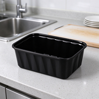 Boîte de rangement rectangulaire noire jetable en PP empilable pour la livraison de repas à emporter en Chine