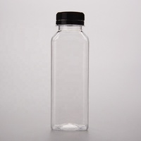 Vente en gros de bouteilles de jus en plastique de 250 ml, 350 ml, 400 ml, 500 ml, bouteilles en plastique PET jetables, forme carrée, bouteilles transparentes personnalisées