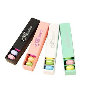 Custom logo disposable recyclable macaroon paper packaging compartment pastry box mini cake