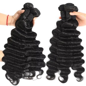 סיטונאי 100% בתולה ברזילאי גלם remy כיתה מלא מסתיים גל גוף גל עמוק רופף שיער אדם צרור צבע 1 ב עבור נשים שחורות - Product Image 3