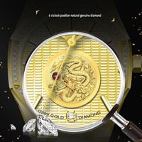 Caja de Reloj de Acero Inoxidable de 42 mm con Logotipo Personalizado OEM, Miyota 8215, Reloj Cuadrado Automático Vintage Dorado para Hombre, Relojes con Diamantes Naturales
