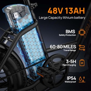 Vélo de ville électrique E20 avec moteur arrière sans balais, batterie au lithium 48V, 7 vitesses, pneus larges de 20 pouces, haute puissance, disponible en OEM/ODM - Product Image 5
